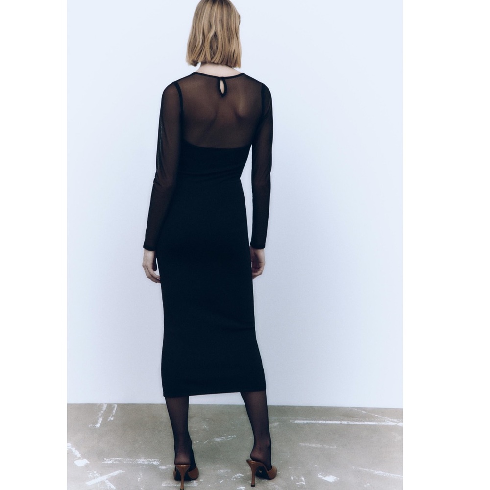 Zara SEMI-SHEER DETAIL KNIT DRESS - Picture 16 of 16